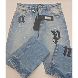 NEW Palm Angels Logo Patch Classic 5 Pocket Jeans 'Blue/Black 29